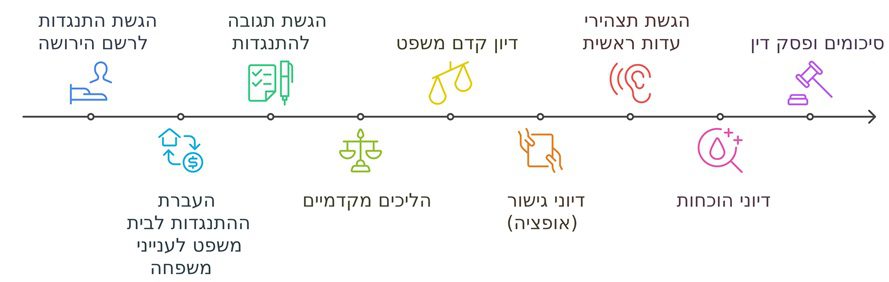 תרשים שלבים בהליך התנגדות לצו קיום צוואה